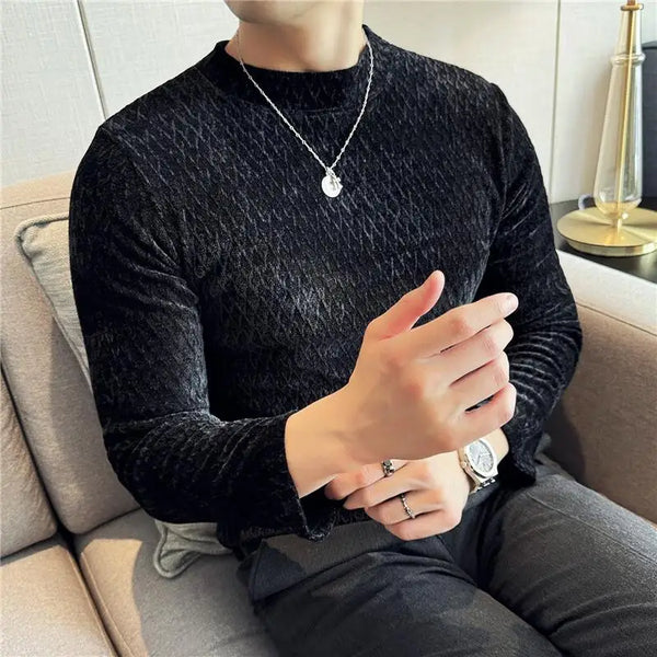 Skatercore Graphic tee – Autumn Winter Semi Turtleneck Stretch Slim Fit Long Sleeve T