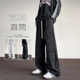 harajuku streetwear tie dye casual pants men women wide leg straight mopping trousers oversize korean fashion drawstring pants minimalist street pants