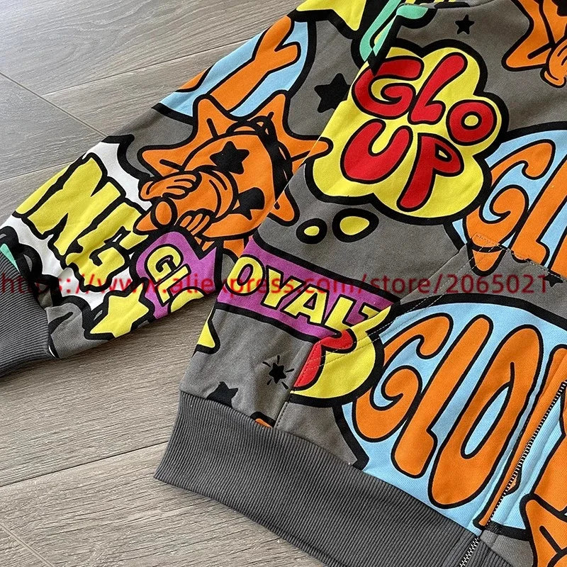 Towel Embroidered Cartoon Camouflage Glo Gang The Glory Full Zip Hoodi