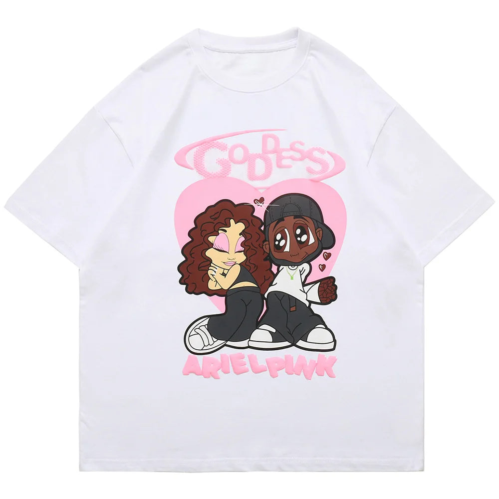 Harajuku Crying angel – Aolamegs Hip Hop T Shirt Men Cartoon Couple Print Streetwear