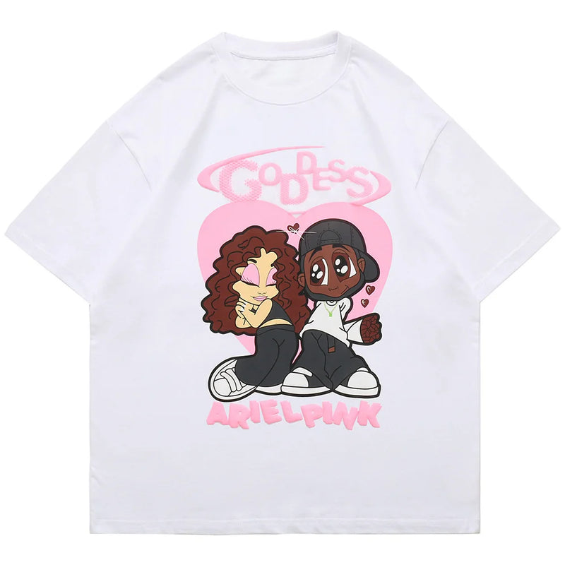 Harajuku Crying angel – Aolamegs Hip Hop T Shirt Men Cartoon Couple Print Streetwear