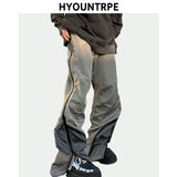 mens high street loose pants casual zipper open patchwork straight trousers pants hip hop new fashion streetwear jogging pants minimalist street pants