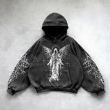 Oversized Sweatshirt Shining Angel Hoodies Women Goth New Couples Goth