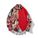 Dark Icon Patchwork Oversized Men's Shirt 2020 Summer Turn-down Collar Loose Shirts Men