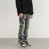 star appliques denim jeans skinny trousers slim fit men new casual biker jeans fashion streetwear hip hop trousers pants joggers unique joggers style 3547