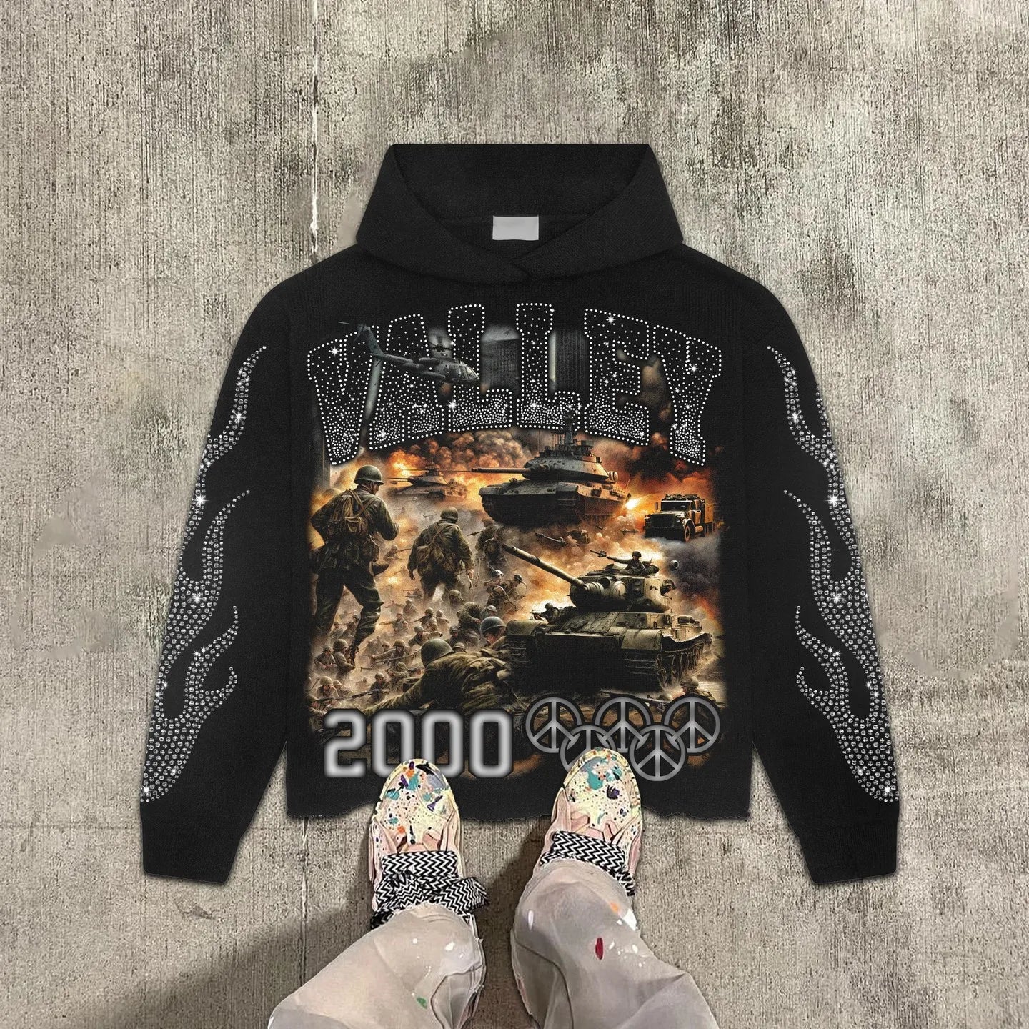 Y2K Graphic Tee – Vintage War Graphic Print Hoodies Women Y2K Tops Sweatshirt