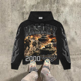 Y2K Graphic Tee – Vintage War Graphic Print Hoodies Women Y2K Tops Sweatshirt