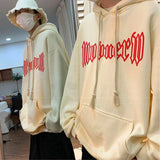 Autumn Vintage Gothic Letter Foam Printed Hooded Sweatshirts Hombre