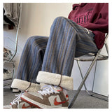 high quality stripe plaid mens trousers baggy straight fashion classic padded autumn winter casual pants male plus size m 8xl unique default style 1192