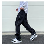 american street wear machine oversized joggers pants rubber side zipper nylon casual pants harajuku mens black track pants unique joggers style 3801