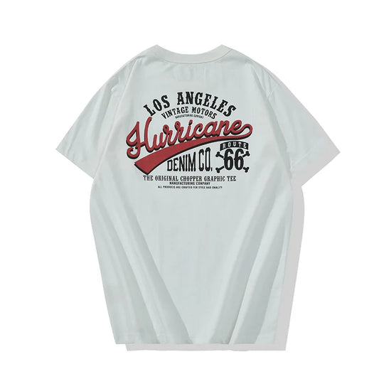 Harajuku Melting smiley – Summer Mens Short Sleeved New Retro Motorcycle Letter Printi