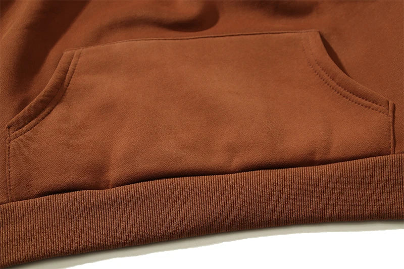 Cactus Jack Letter Brown Fleece Hooded Sweatshirts For Men High Street