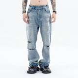 Destroy straight-leg wide jeans