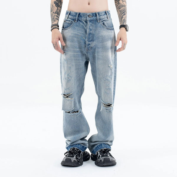 Destroy straight-leg wide jeans