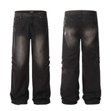 hip hop american trend retro straight leg washed denim jeans spring and autumn high street couple loose wide leg casual pants unique jeans style 617
