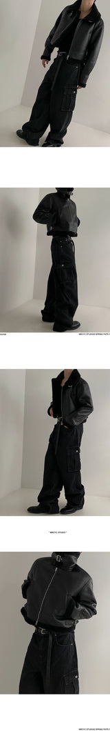 Winter Fur One-piece Cotton-padded Coat Men's Winter Korean-style Loose Suede Deer Leather Lambskin Motorcycle Leather Jacket