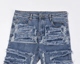 retro hole ripped distressed jeans for men straight washed harajuku hip hop loose denim trousers vibe style casual jean pants unique jeans style 848