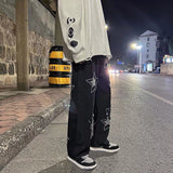 2023 autumn new light luxury fashion jeans men loose european and american style wide leg trousers boutique clothing simplestyle unique jeans style 3876