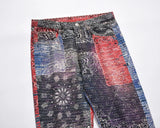 hip hop distressed paisley patchwork baggy jeans pants for men straight y2k ripped casual cargos oversized denim trousers unique cargo style 53