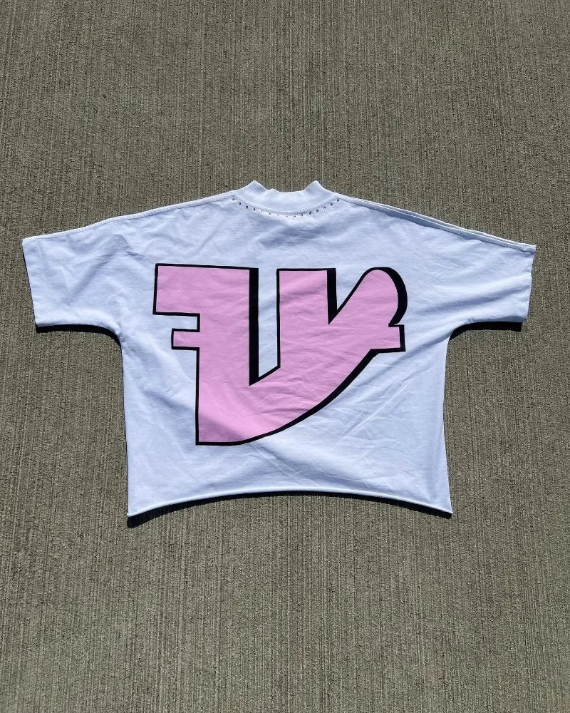 Harajuku Oversized shirt – American Fashion Trend Letter Print Pattern Oversized Short