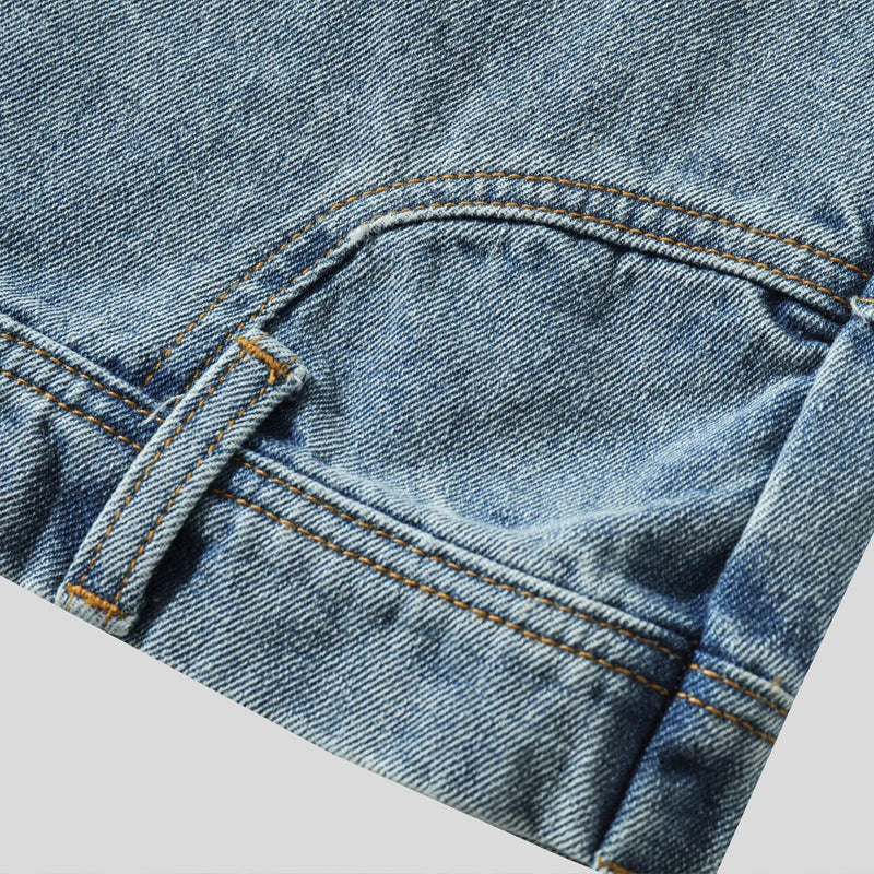 High Street Denim Short Retro Blue Jeans Summer New Men's Baggy Shorts Y2k Oversize Clothes Unisex Jeans