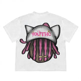Harajuku Gothic Cartoon Graphic T Shirt Anime Print Streetwear Y2K Oversized TShirt Men Women Round Neck Cotton Short Sleeve Top