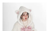 Harajuku Sweet Thicknecked Bow College Coat Woman Zip Up Hoodie Sailor
