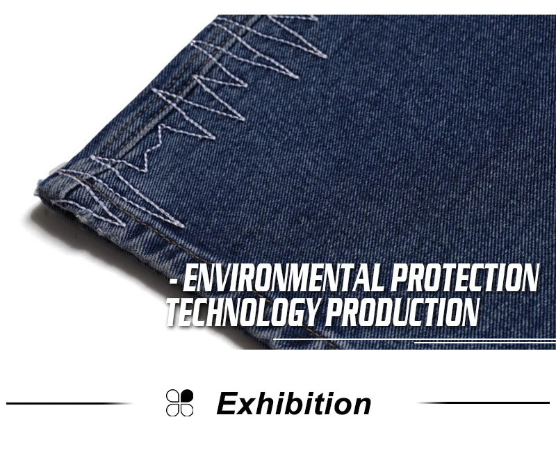 rainbowtouches 2022 brand jeans mens high street pants loose straight men jeans retro embroidery fashion mens trousers unisex unique jeans style 4511