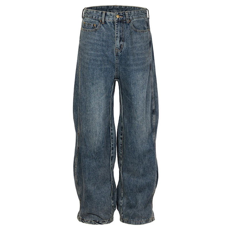 mens blue baggy jeans irregular patchwork streetwear hip hop loose jeans trousers male luxury designer denim pants unique jeans style 376