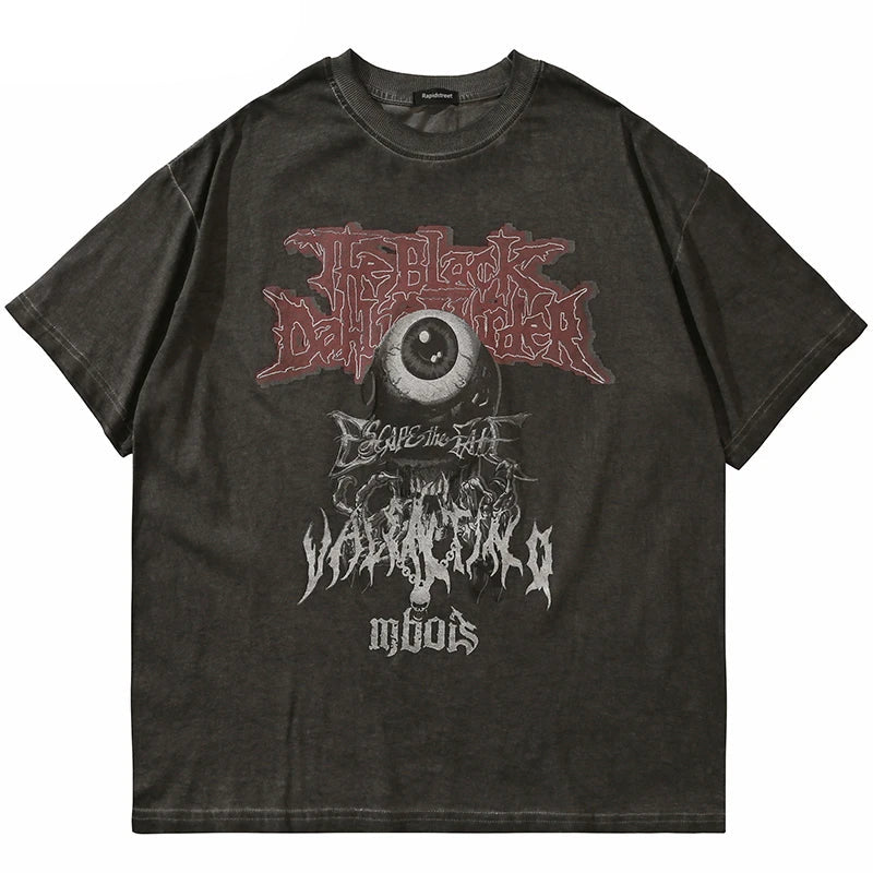 Gothic Vintage t-shirt – Hip Hop Streetwear T Shirt Dark Style Evil Eye Printed Haraj