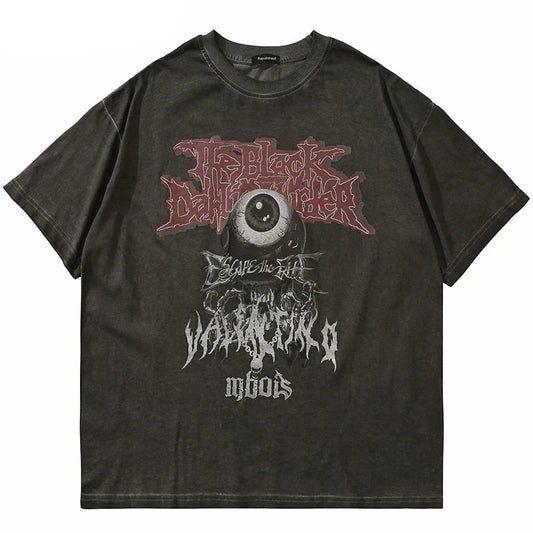 Gothic Vintage t-shirt – Hip Hop Streetwear T Shirt Dark Style Evil Eye Printed Haraj