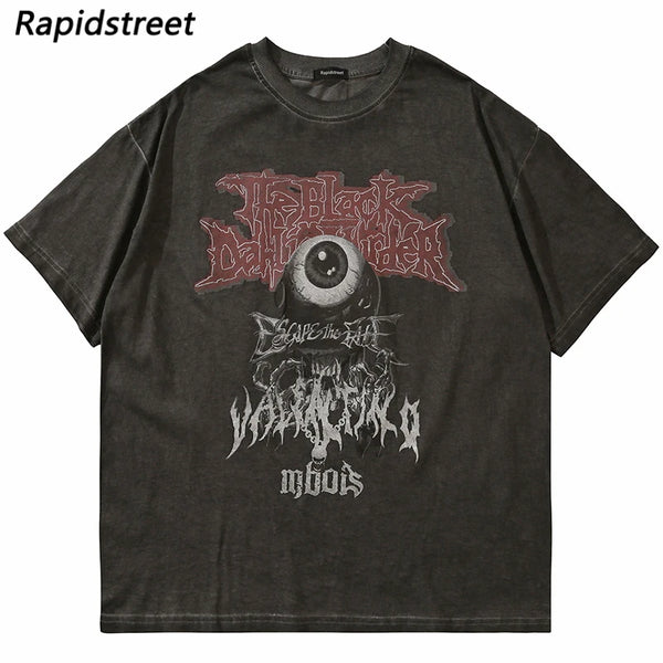 Gothic Vintage t-shirt – Hip Hop Streetwear T Shirt Dark Style Evil Eye Printed Haraj