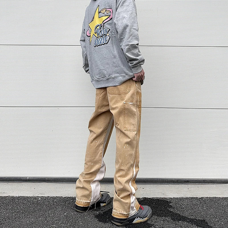 color washed denim mens jeans pants fashion graffiti patchwork loose biker red jeans streetwear hip hop casual straight pants unique jeans style 5178