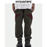 hip hop pants retro cargo straight pants mens patchwork side zipper harajuku streetwear joggers men casual loose cotton trousers sporty tapered joggers