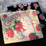 Cyberpunk Oversized shirt – Cute Cartoon Rabbit Strawberry Fruit Print T Shirts Student