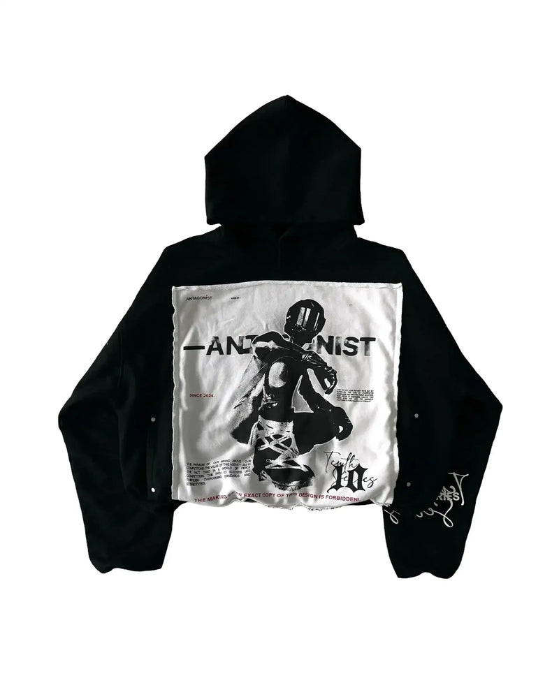 Hip Hop Gothic Pink Oversized Hoodie Sweatshirt Streetwear Zip Hoodie