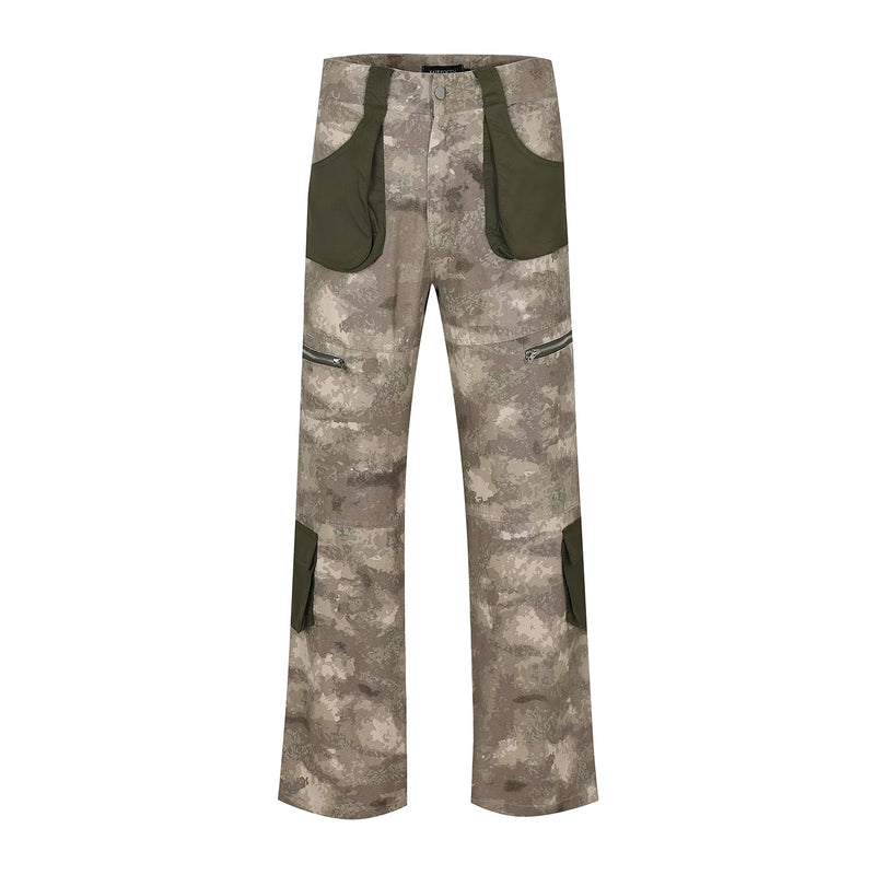 vintage camouflage denim jean street wear functioncan patches casual jeans pants mens baggy straight leg camou jeans overalls ripped baggy denim