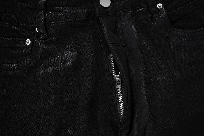 y2k streetwear wax leather strecth jeans for men and women ropa hombre baggy flare pants oversized straight denim trousers 1 unique jeans style 1143