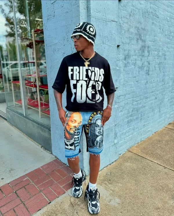 Anime Vintage print – Retro Gothic Letter Pattern Printed Oversized T Shirt Mens F