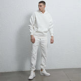 rainbowtouches quality pure cotton 2 piece couple hoodie solid color hip hop casual sportswear pullover mens pants plush minimalist street pants