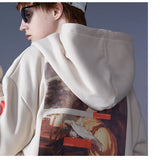 Men Hip Hop Hoodie Sweatshirt Retro Painting Print Harajuku Hooded Pul