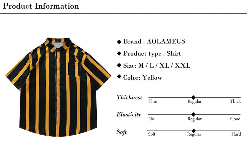 Men Hawaiian Shirt Contrast Vertical Stripes Simple Short Sleeve Blouse Casual Fashion Streetwear Summer Harajuku Beach Tops