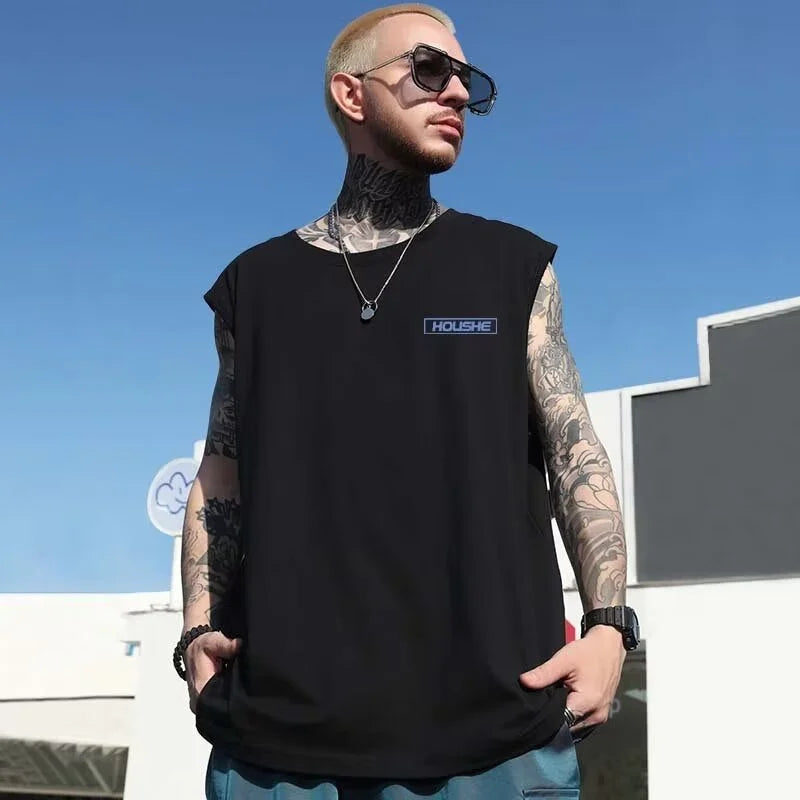 Glitchcore Aesthetic drop – Summer Goth Graphic Tank Tops Men Hip Hop Fashion Sleeveless