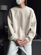 Trendy Korean Personalized Street Sweatshirt Men American Fashion Brand High Street Hip Hop Letter Round Neck Long Sleeved Top