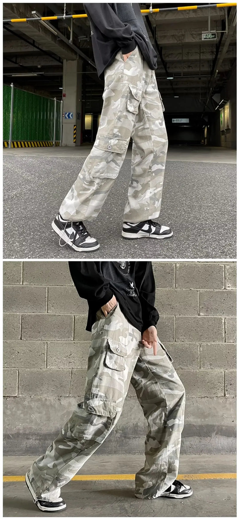 2023 new fashion side pocket camouflage baggy men cargo pants tactical clothing hip hop casual long trousers pantalones hombre unique cargo style 6035