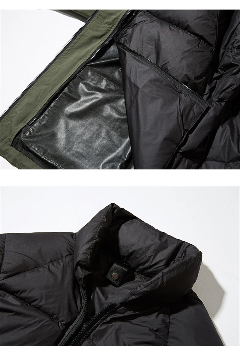 Men's Cargo Down Jackets Windbreaker 2023 Winter Outdoor 90% White Duck Down Jacket Warm Coat For Men Thick Outwear Streetwear