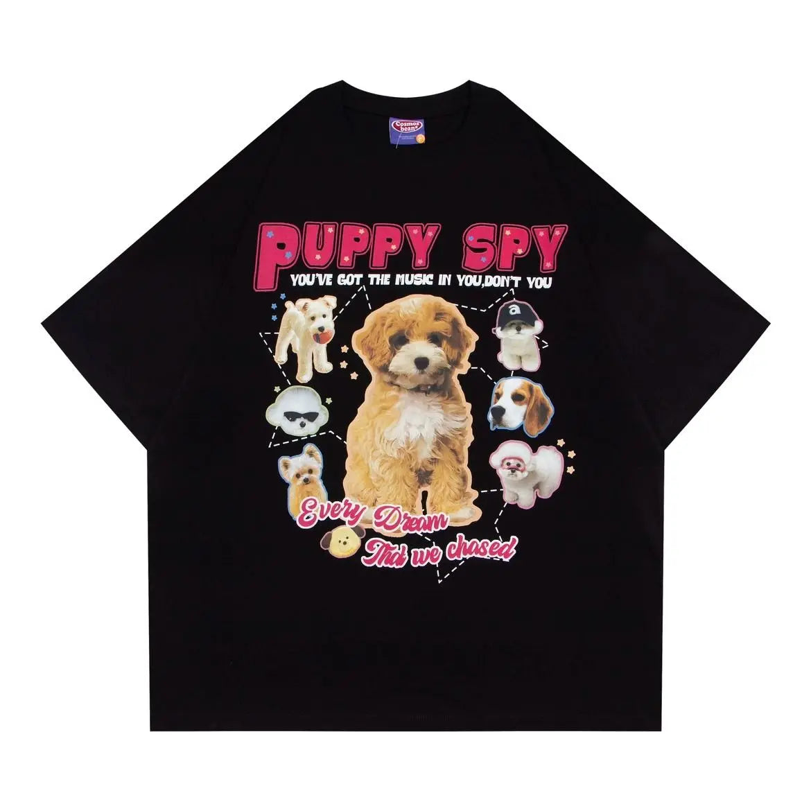 Gothic Crying angel – American Retro Cute Puppy Print Short Sleeved Summer Men And