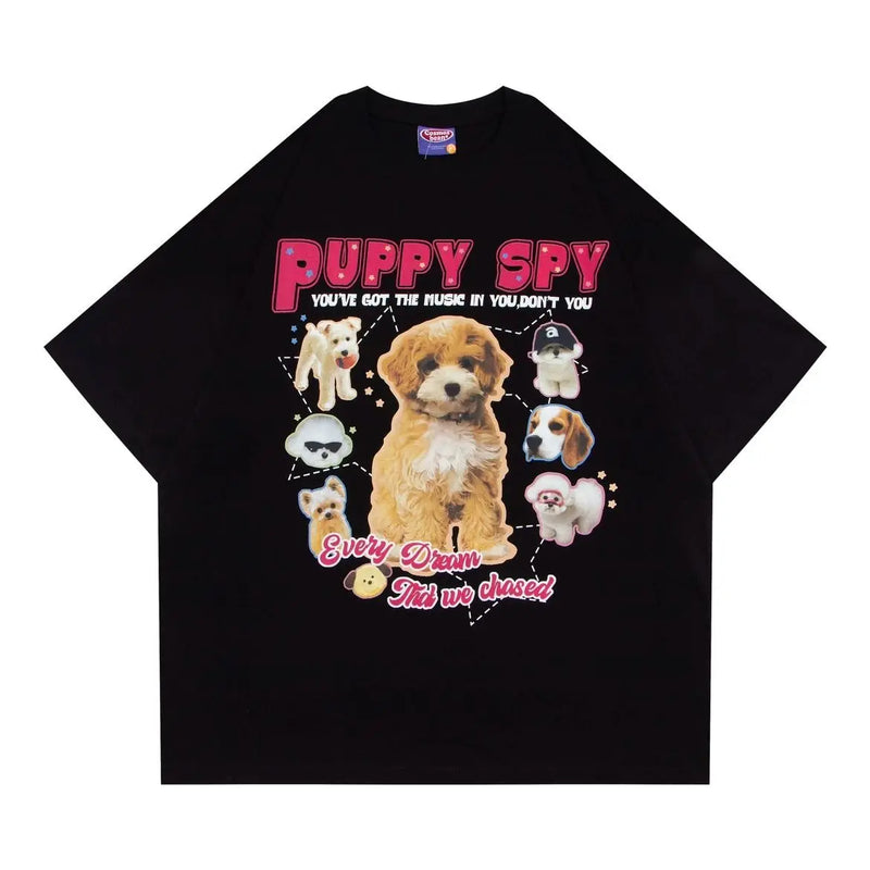 Gothic Crying angel – American Retro Cute Puppy Print Short Sleeved Summer Men And
