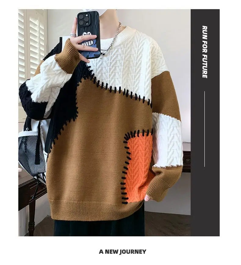 grunge fire sweater, streetwear drip, cozy knitwear for men, oversized grunge aesthetic winter top