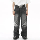 fashion loose streetwear denim jeans new casual wide legs straight jean pants hip hop ripped joggers baggy jeans men clothing casual joggers